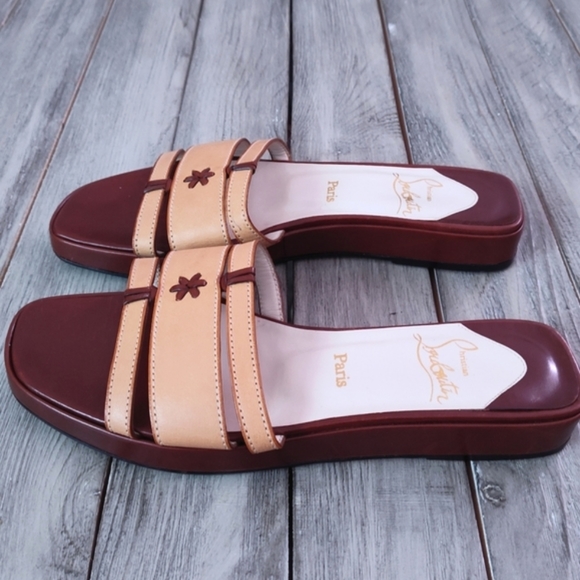 Christian Louboutin Vintage Leather Sandal in Tan/Oak Combo Euro 37 - Picture 8 of 15